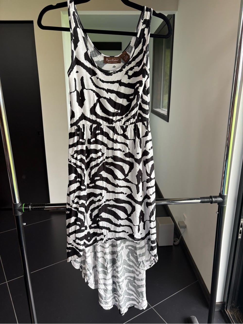 Speed Control Black & White Zebra-Print High-Low Tank Dress